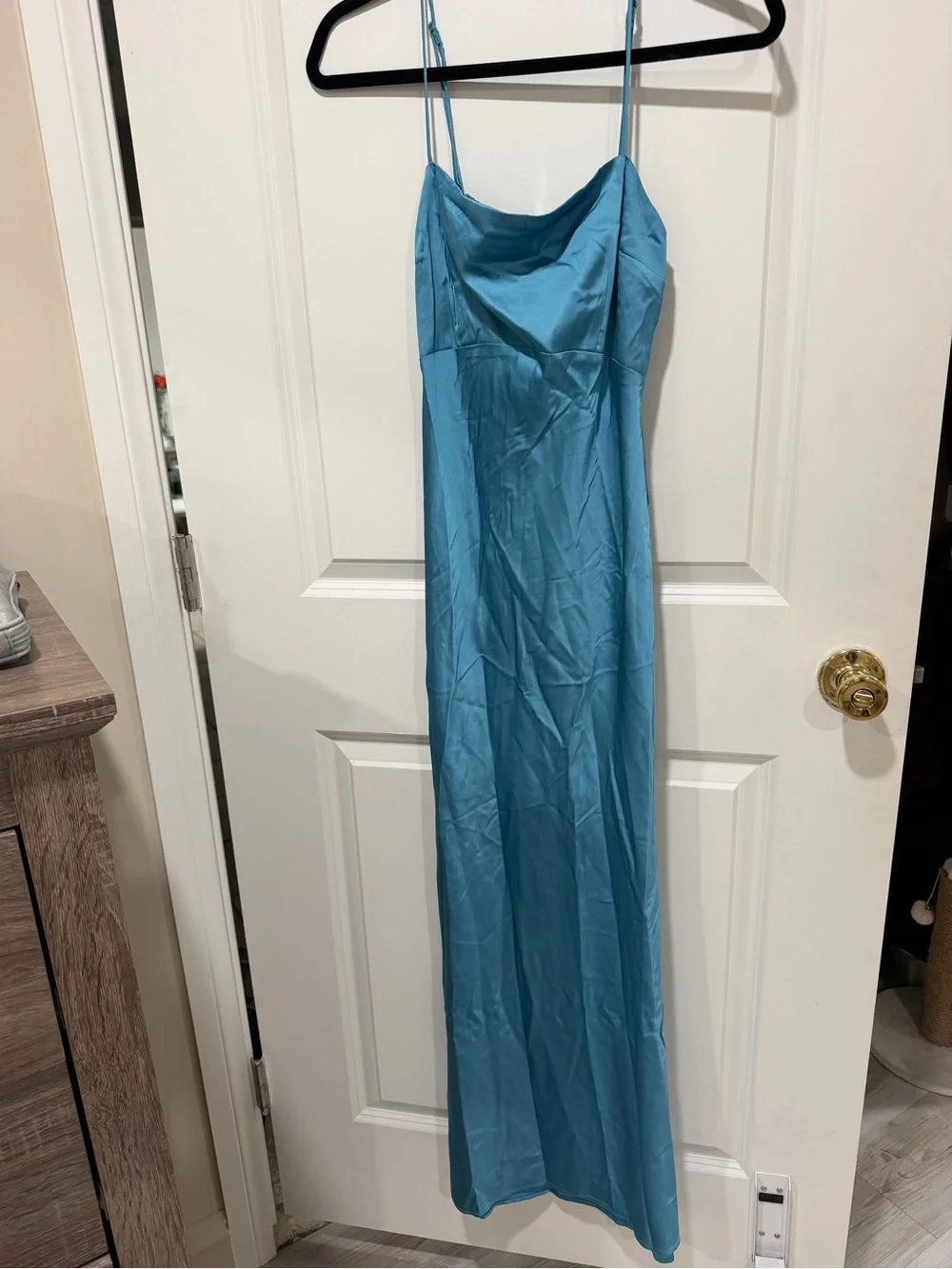 Abercrombie & Fitch Blue Satin Midi/Maxi Dress
